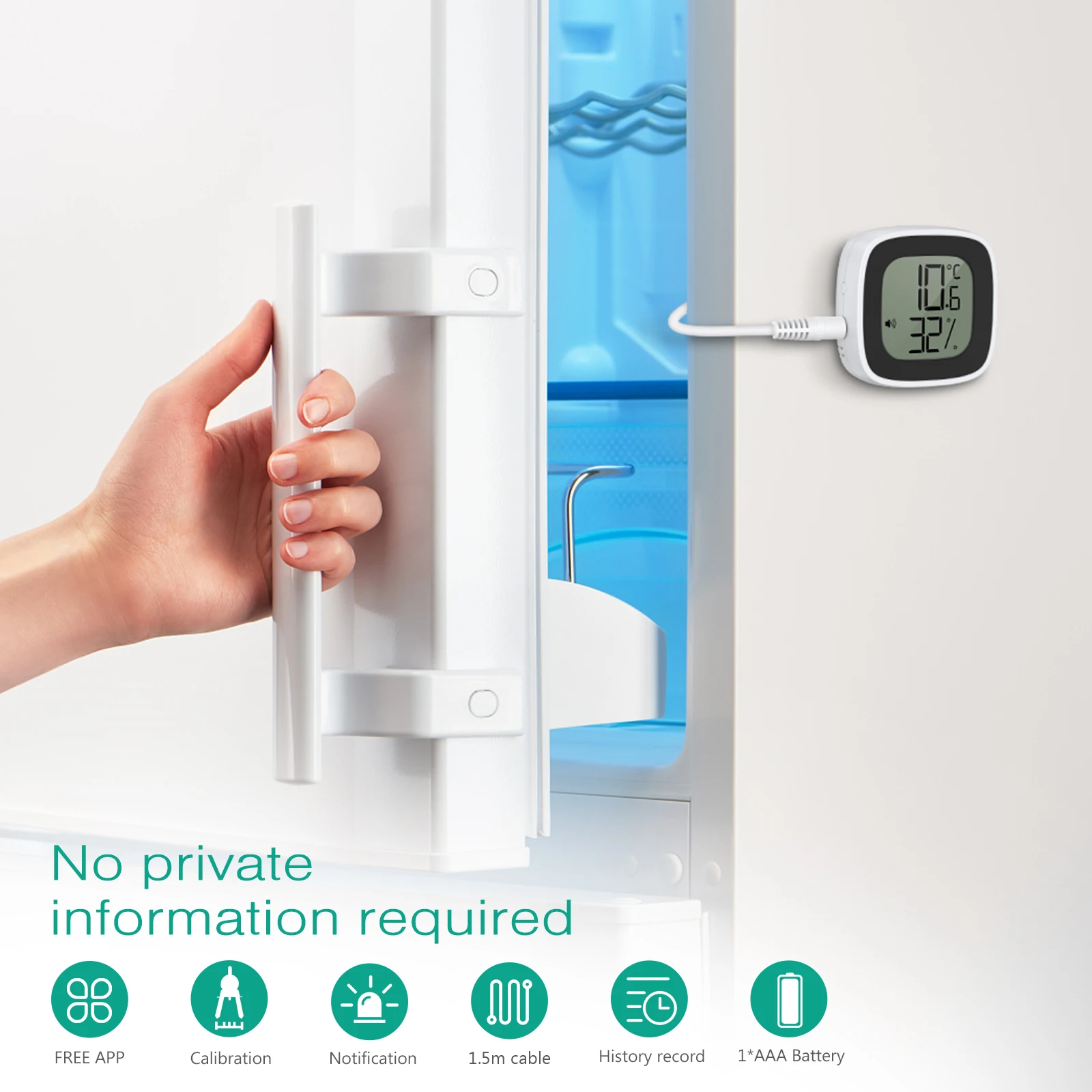 Termometro Digitale Per Frigo E Congelatore - Con Sonda Da 1,2m, Allarme Temperature Min/Max, Batteria Inclusa - Foto 8