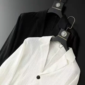 Completo Estivo da Uomo in Lino, Due Pezzi: Giacca Blazer + Pantaloni, Tinta Unita, Vestibilità Slim, Casual Business, Leggero e Traspirante