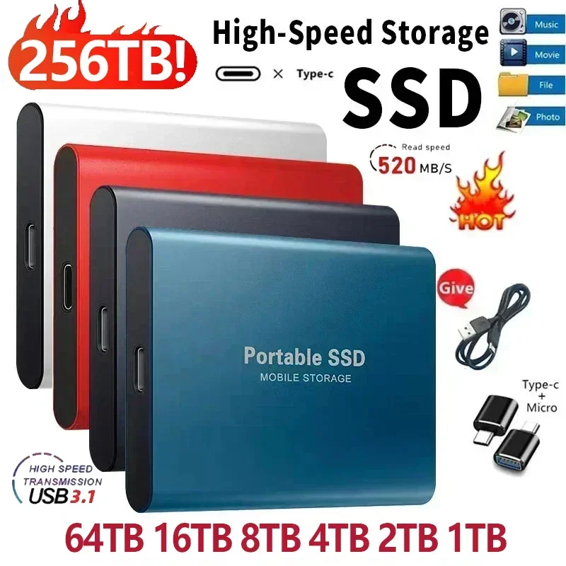 Portable SSD 1TB 2TB External Hard Drive Usb3.1