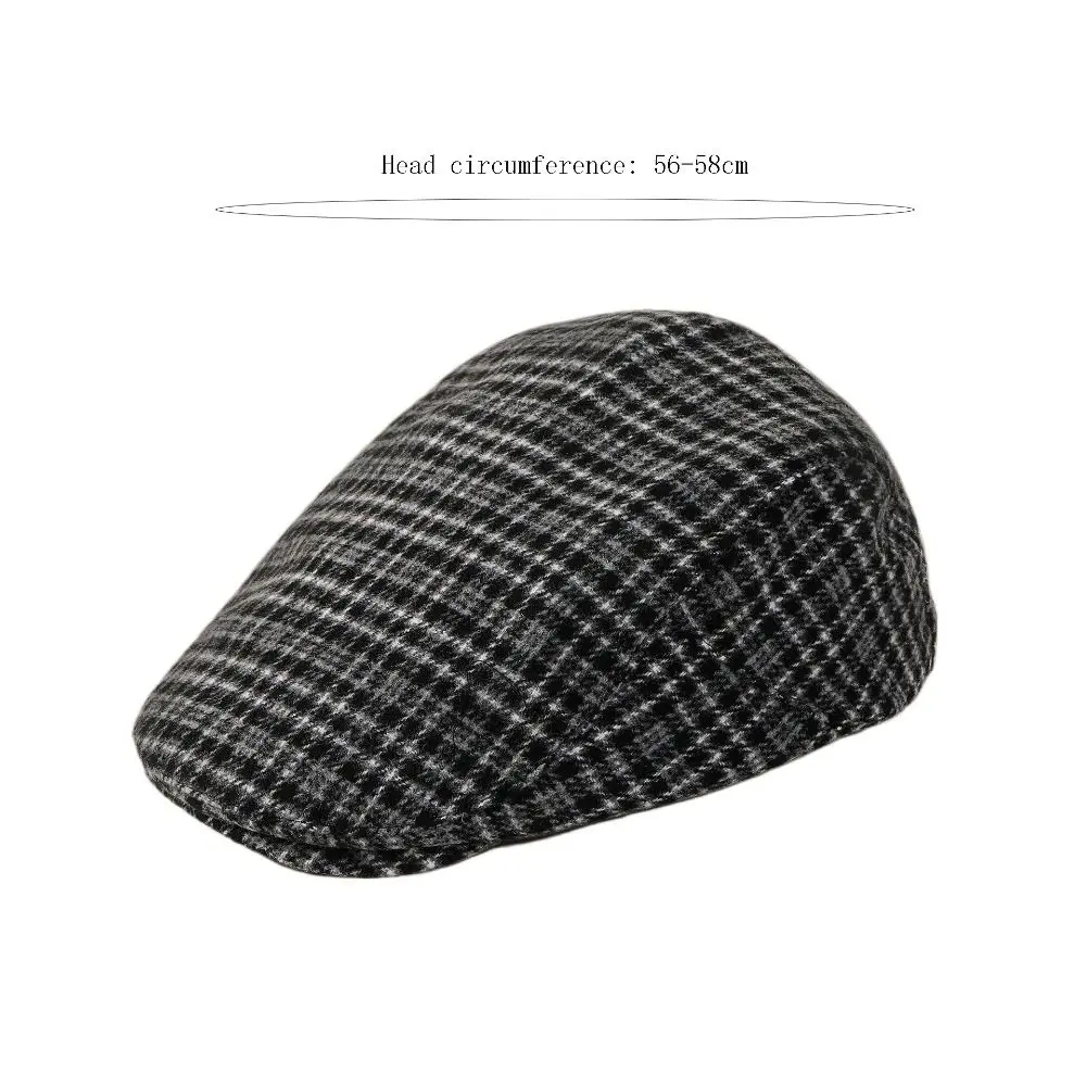 Elegant Vintage Berets Flat Top Plaid Pattern Casquette Japanese Style Golf Driving Cap Women's Wear