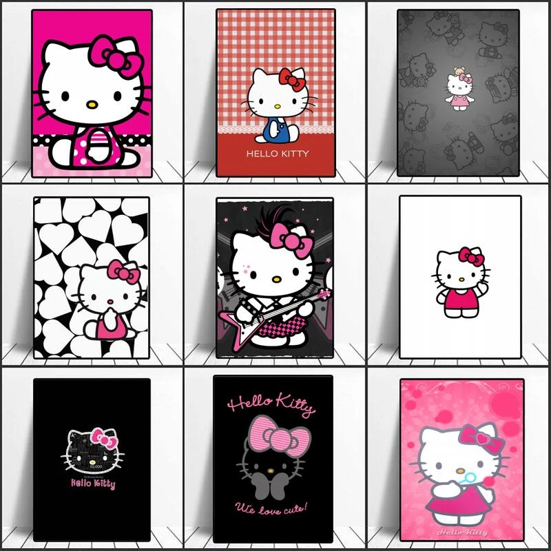 hello kitty classic japanese anime cartoon poster cute canvas painting wall art print manga picture for children room home decor aliexpress