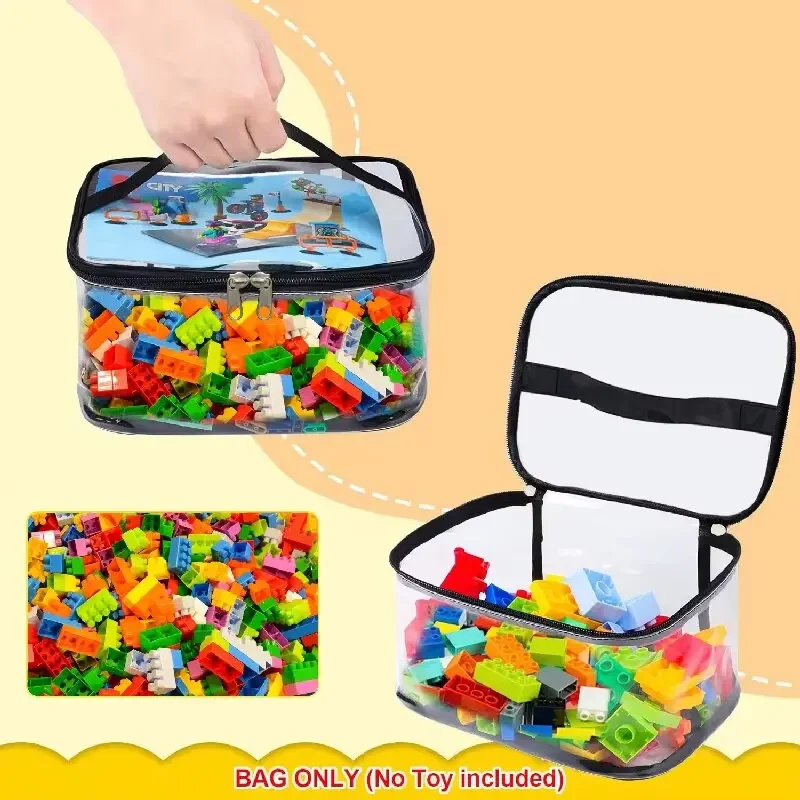 Large Capacity Transparent Mesh Zipper Toy Storage Bag Puzzle And Block Organizer Ideal for Toy & Building Block Storage