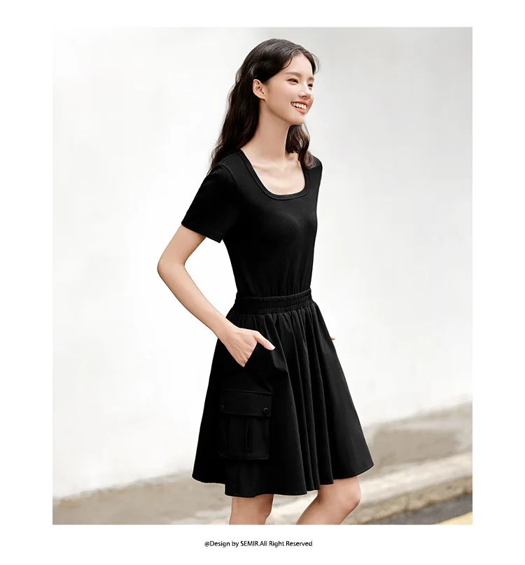 Dress Women Faux Two-Piece Design Versatile Summer New Square Collar Slim Fit Short Skirt Suitable For Petite 6 Dress Women Faux Two-Piece Design Versatile Summer New Square Collar Slim Fit Short Skirt Suitable For Petite