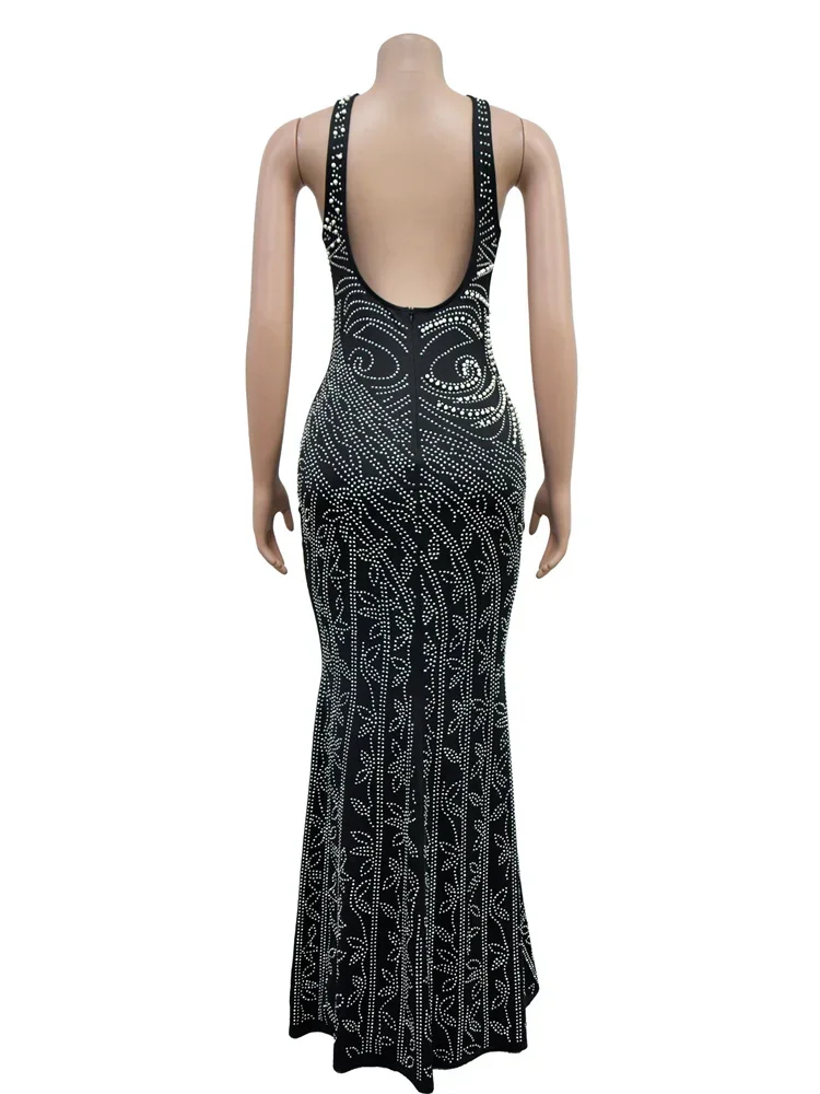 Wmstar Party Dresses Women Christmas Sexy Luxury Bodycon Elegant Open Back Maxi Dress Birthday Outfits Wholesale Dropshipping