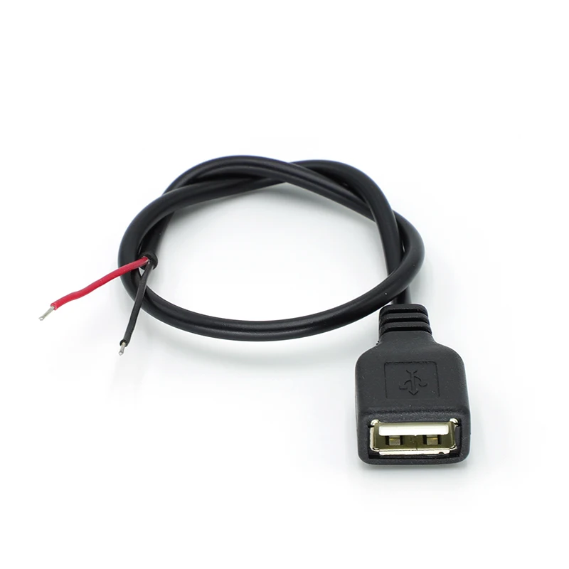 Cavo di alimentazione corto USB 2.0 maschio a 2 pin, 90 gradi, 30 cm, USB A maschio, con estremità aperta, per apparecchiature USB da 5 V/3 A installate o per sostituire cavi