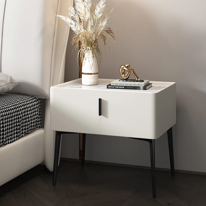 

Rock-board bedside table is simple, modern, small, luxurious, high-grade and elegant, extremely simple, solid wood