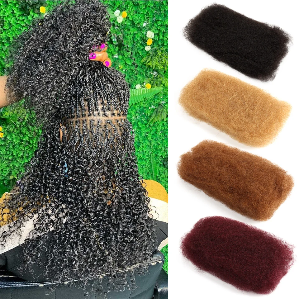 Élégant QVR Afro crépus cheveux en vrac sans fixation pour homme Afro bouclés en vrac cheveux humains Remy Dreadlock couleur naturelle tresses cheveux