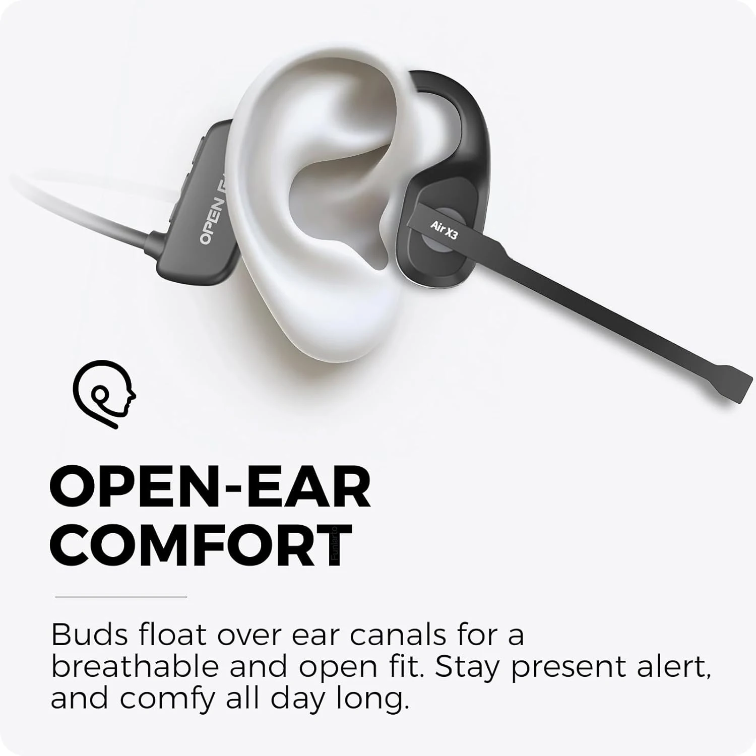 Open-Ear Wireless Bluetooth Headset with Integrated Boom Microphone