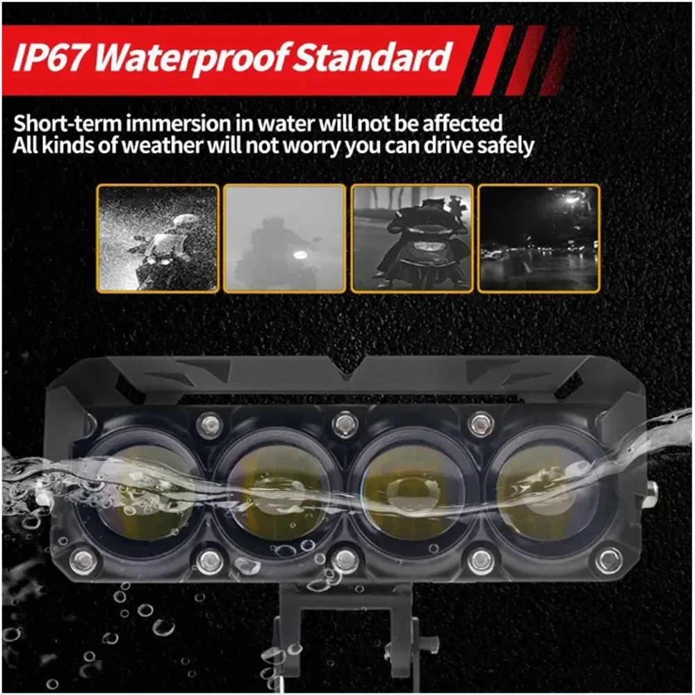 Motorcycle LED Spotlight Dual Color Fog Lamps Car Trucks SUV Mini Lens Headlight Driving Light Motorcycle Accessories