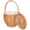 Foldable Picnic Basket Wicker Tray Decor Daily Supplies Multi-function Storage Shopping Bins with Lids 1