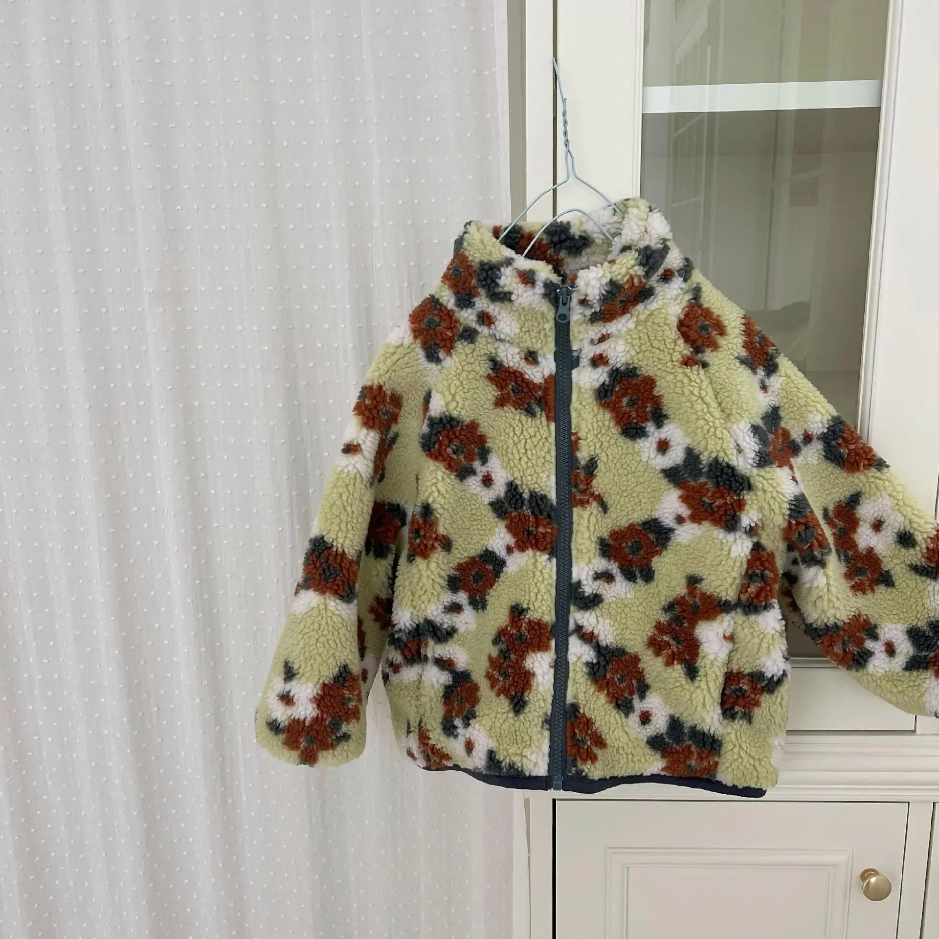 

Thick Warm Lamb Fleece Cotto nCoat For Kids 1-8Y Girls Boys Winter Fashion Floral Print Soft Quilted Jackets Versatile Outerwear