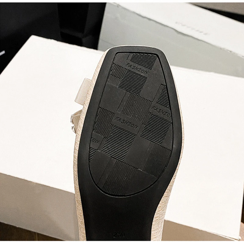 Plus Size 35-43 Women Pumps Med Heel Square Toe Office Lady Shoes Bling Diamonds Bowknot Wedding Bridesmaid Party Shoes 55-3