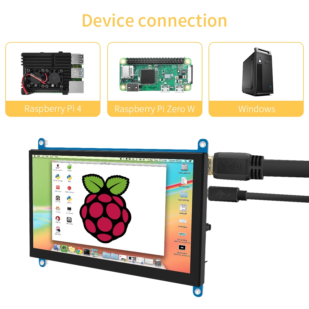 HDMI ޴ ġ , PC   5 ƮϿ TFT ̹ , 1024  600 LCD ÷, 7 ġ, ̽ ȣȯ 