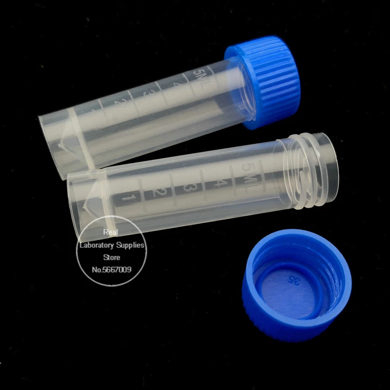 Plastic Test Tubes Centrifuge Tube 200pcs/pack 5ml PP Cryo Vial Freezing Tube Cold Storage bottle Cryovial Plastic Test Tubes School Supplies