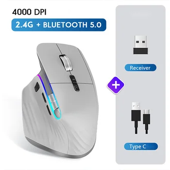 Multi-Device Wireless Mouse Bluetooth 5.0 & 3.0 Mouse 2.4G Wireless Portable Optical Mouse Ergonomic Right Hand Computer Mice 7