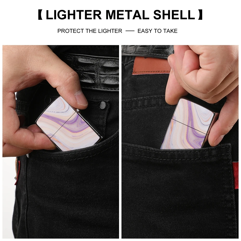 Marble Pattern Metal Kerosene Grinding Wheel Lighter for Men's Gift Commemorative Personality Cigarette Lighter