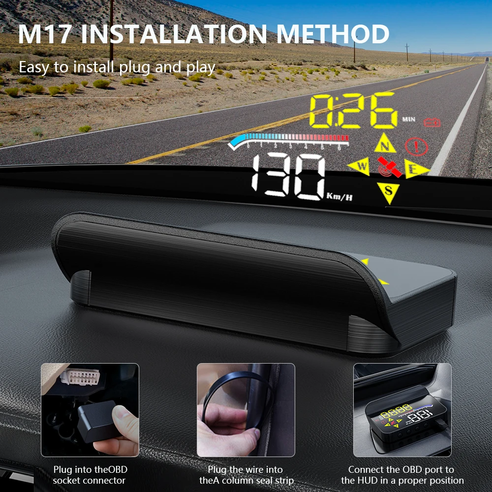 OBDHUD M17 OBD2 Hud GPS  ڵ ӵ ð   , Ʈ  ڵ    ÷