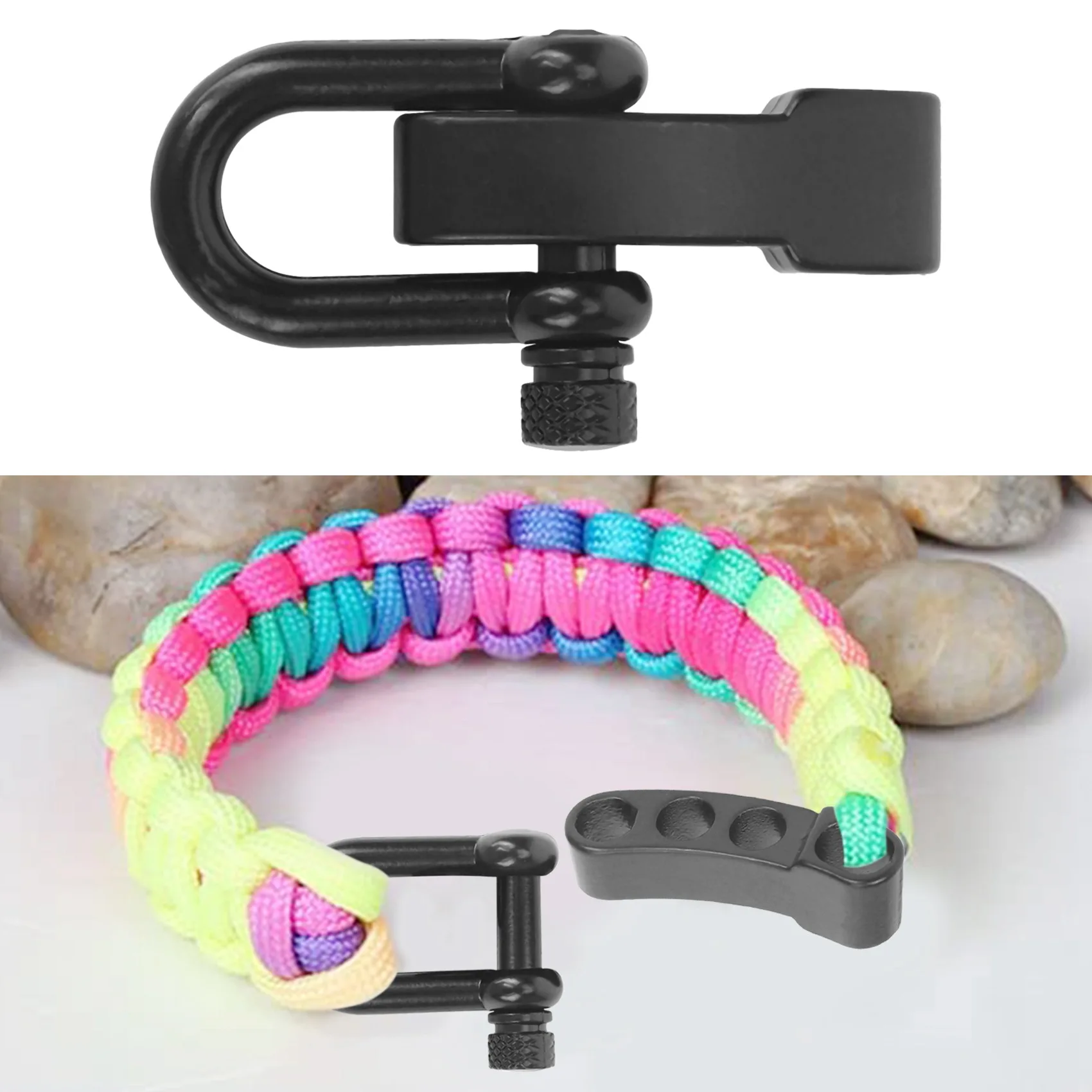 10x U Style Zinc alloy Adjustable Shackle Buckle For Paracord Bracelet Rope Black