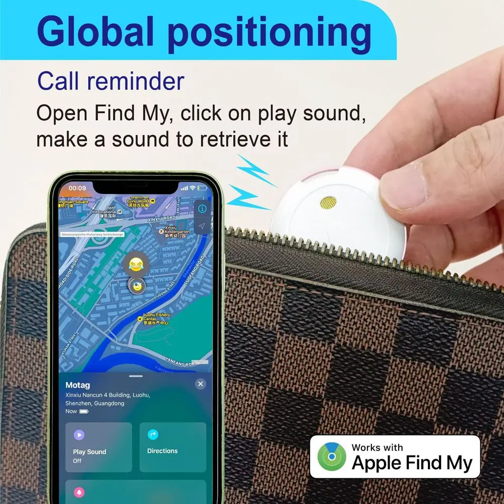 Smart Bluetooth GPS Tracker Work with IOS System Find My app Anti-Lost Device Locator Pet Kids Bag Key Finder Global Positioning