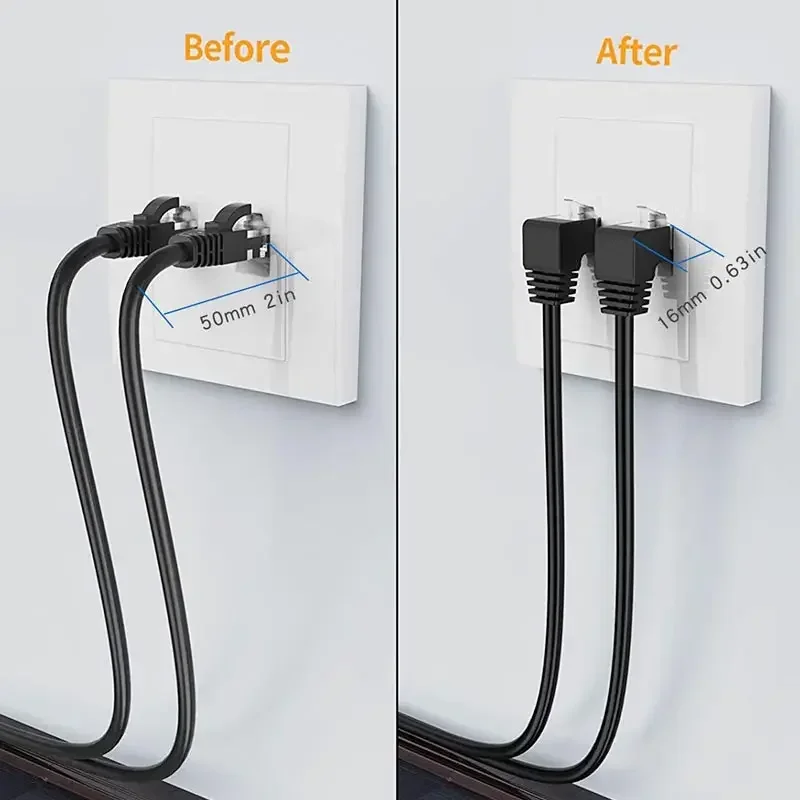 Enhanced Angled Cat6 Network Extension Cable - Gigabit RJ45 Shielded with Ear Extension