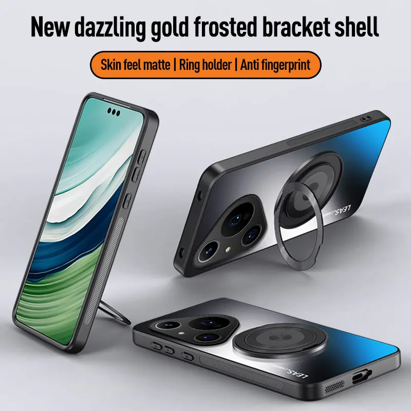 Magnetic Ring Stand Phone Case with Camera Lens Protector