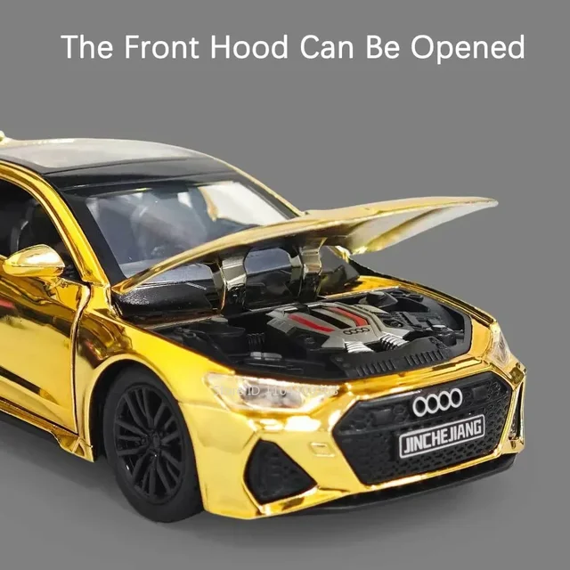 1:32 Scale RS7 RS6 Sports Car Toy Model Light Sound Pull Back Diecast Metal Miniature Vehicles Models Kids Desktop Ornaments 5