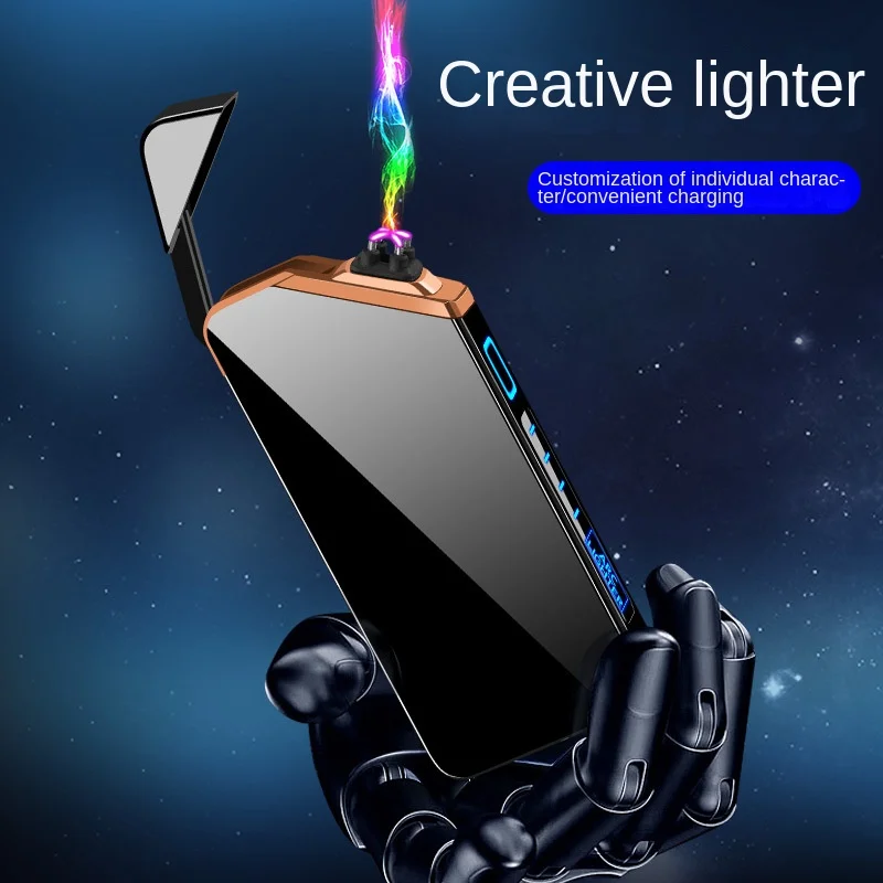 lighter electric recharge usb plasma cigarette windproof Smoking Accessories cool Laser induced double arc Men's Gift lighters, cigarette lighter,electric arc igniter
