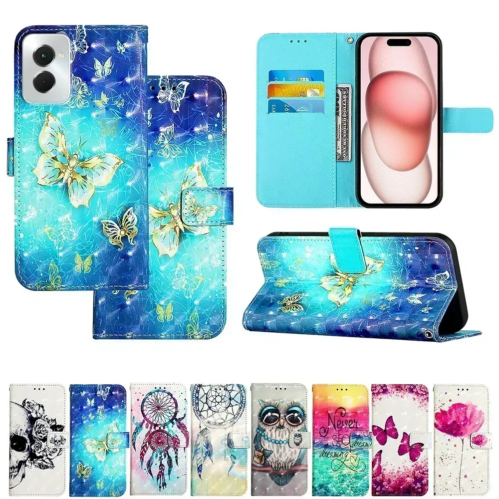 Chic Owl Flower Printed Flip Leather Wallet Phone Case