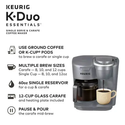 Keurig K-Duo Essentials Single Serve & Carafe Coffee Maker, Moonlight Gray