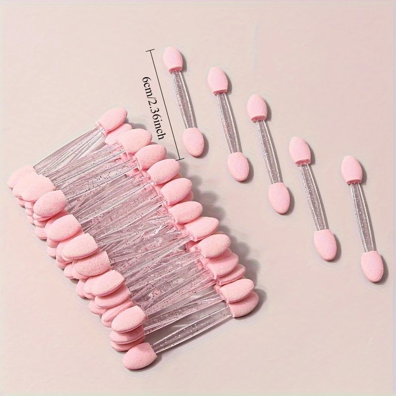 50Pcs 눈 일회용 아이 섀도우 스틱 더블 헤드 양면 아이 메이크업 애플리케이터 짧은 스폰지 아이 섀도우 애플리케이터