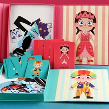 

Magnetic Puzzles Cartoon Girl wooden dress up Game Animals Puzzles Drawing Board Learning Educational Wooden Toys Children Gift