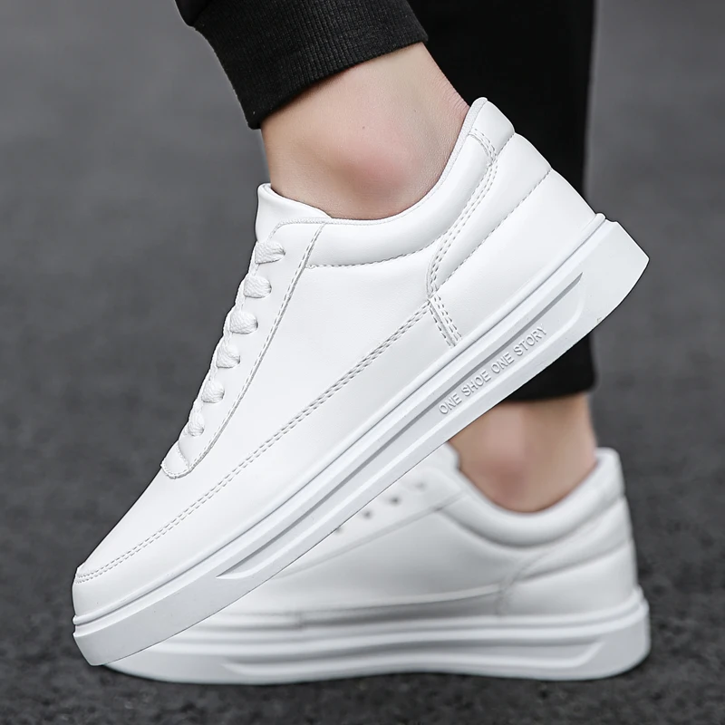 Men Shoes Leather Casual Shoes Classics Slip on for Work Bussiness Office Driving Sneaker Ventilate  Versatile Little White 4