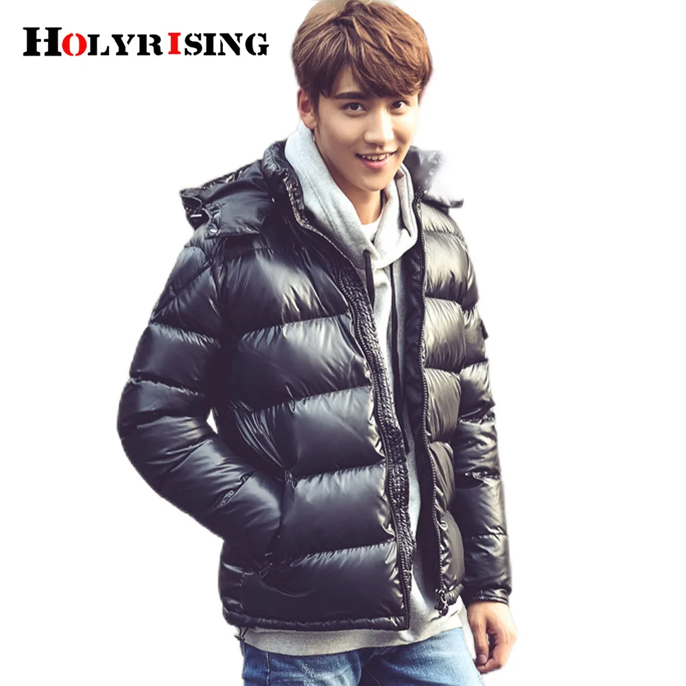 

M-7XL Mens Hooded Casual Down Jacket Thick And Warm 2022 Winter Clothing Short Glossy White Duck NZ128