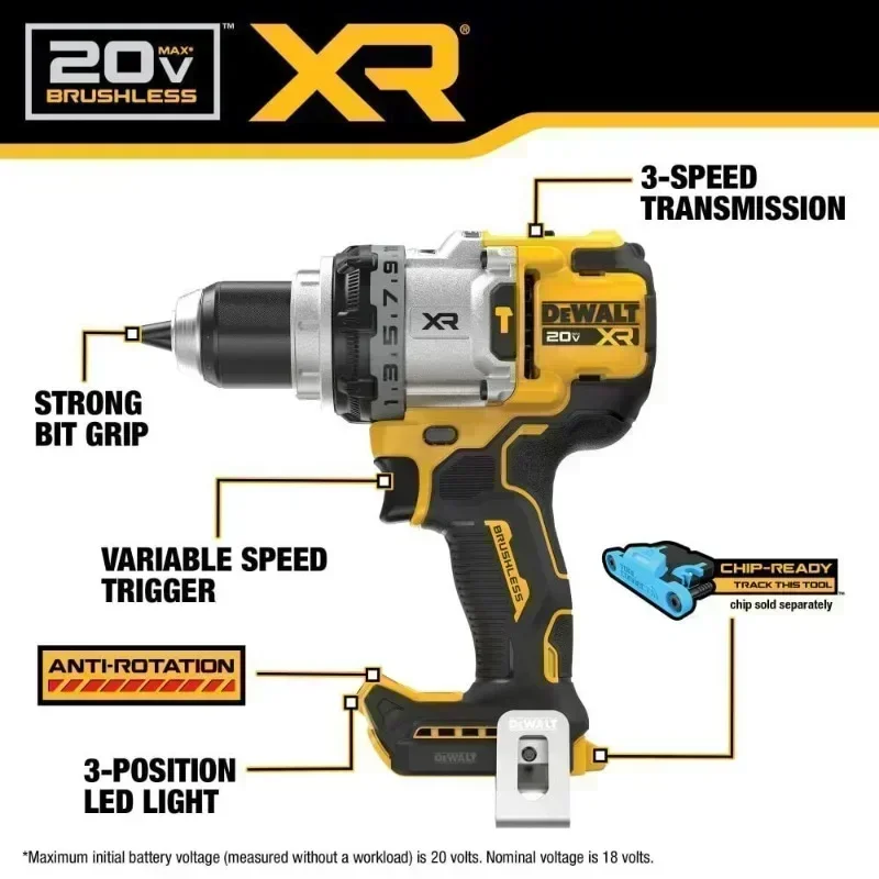 DEWALT DCD1007 20V MAX Brushless 1/2 in. 3-Speed Hammer Drill ANTI-ROTATION Cordless Electric Hammer Dewalt Power Tools DCD1007B 2