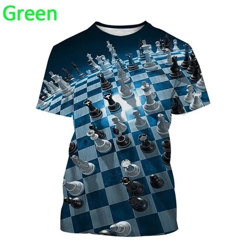 T-shirt Streetwear échiquier 3D Unisexe - Manches Courtes, Multicolore, Neuf Avec étiquettes