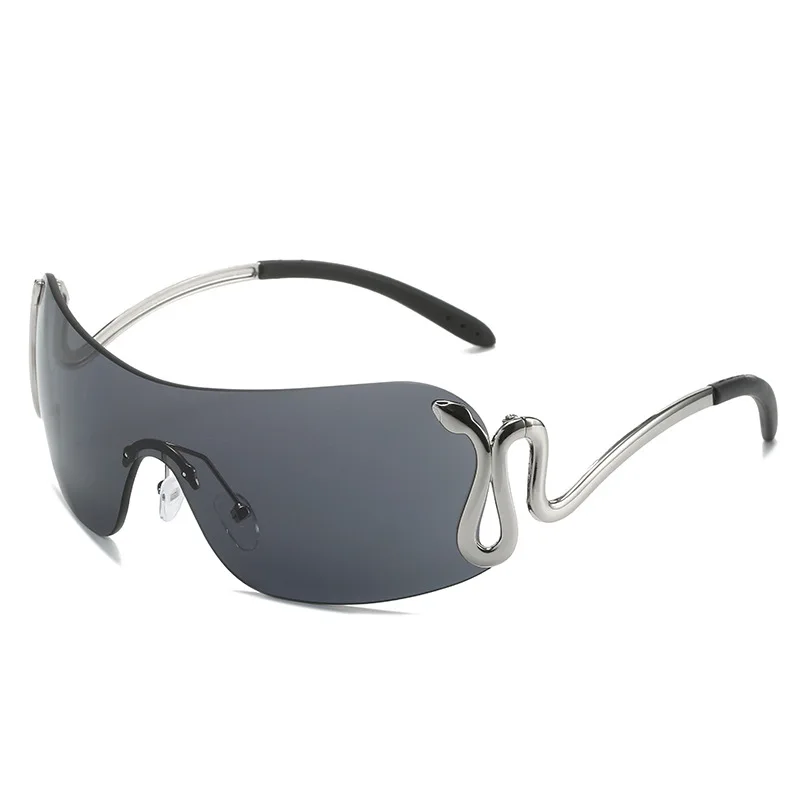 Conjoined Personality Animal Viper Sunglasses Y2k Convex Shape Metal Sunglasses Car 81045