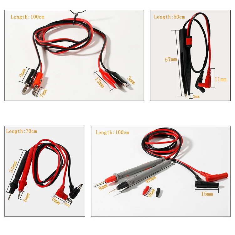 Multimeter Test Leads Alligator Banana Plug Universal Cable With Crocodile Clips