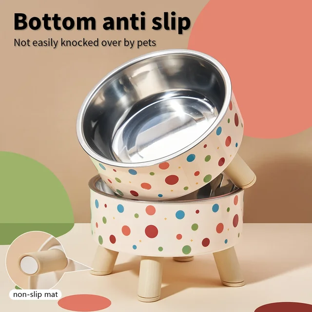 Cartoon Elevated Cat Bowl - Stainless Steel, Neck Protection & Anti-Choking, Large Capacity, Non-Slip Easy Clean Stylish Pet 3