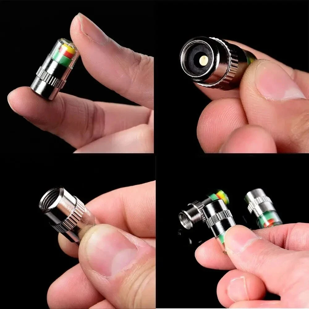 2/4pcs Car Tire Pressure Indicator Gauge Alert Monitoring Valve Cap Sensor External Valve Detection