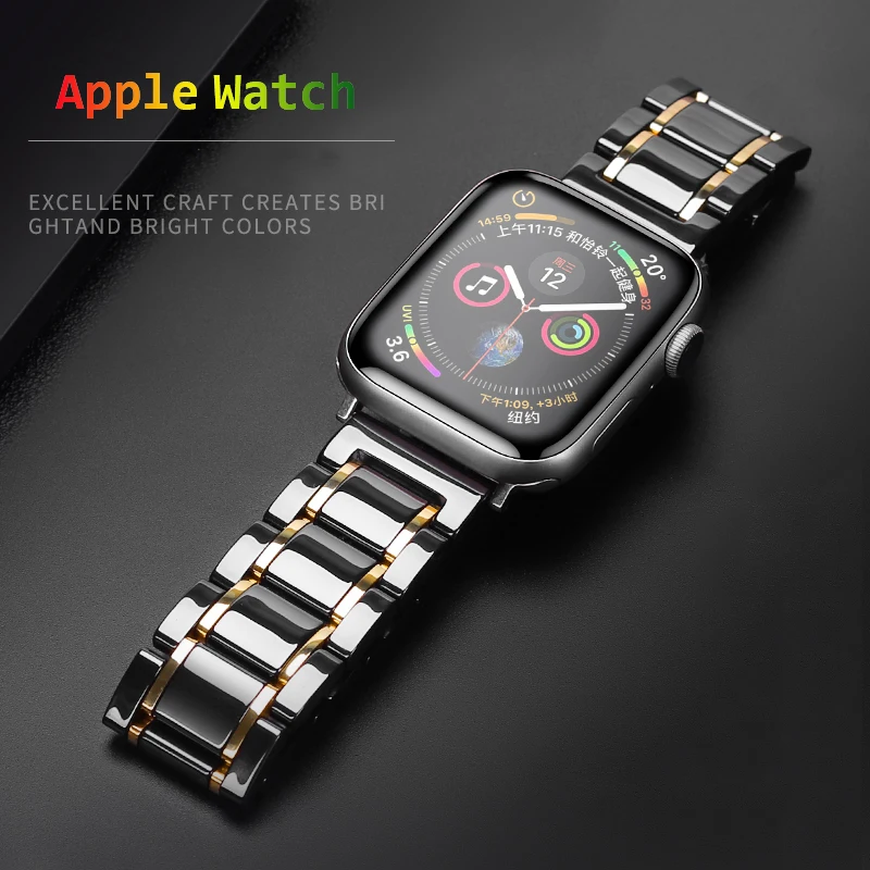

Ceramic Strap for Apple Watch Band 44mm 40mm Luxury Stainless steel bracelet iWatch band 42mm 38mm serie 5 4 3 6 se 7 45mm 41mm