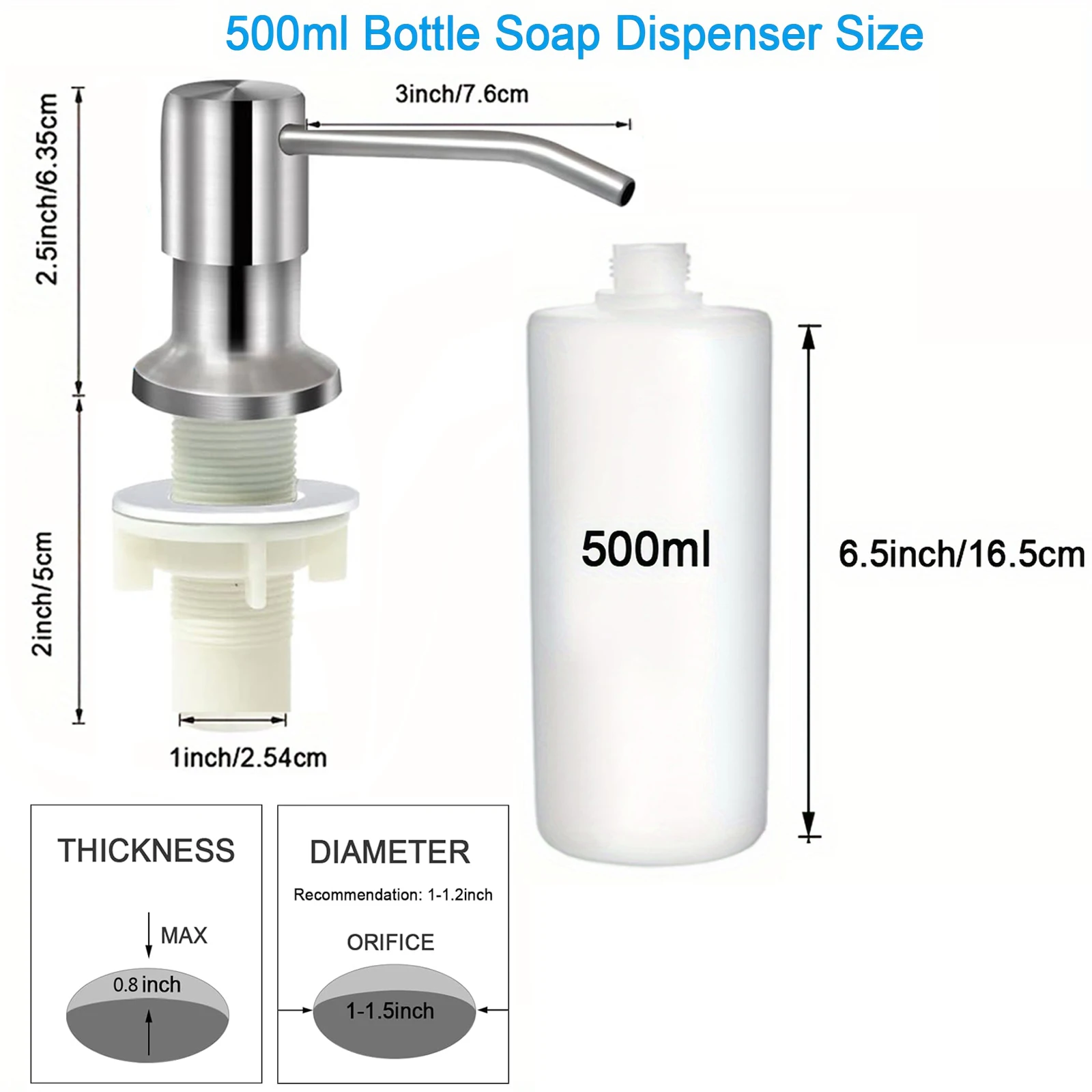 Description Picture 6 of itemSoap Dispenser for Kitchen Sink, Built in Kichen Sink Soap Dispenser, Extension Tube Kit Or Bottle