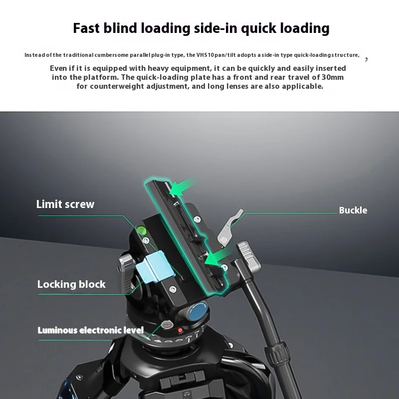 SIRUI VHS10 Video Fluid Head with Flat Base and Adjustable Handle, Quick Release