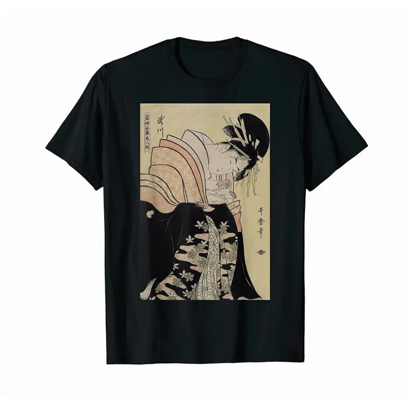 

Japanese Retro Artwork Takigawa from the Tea-House Art T-Shirt Men Cotton Tshirt Tees Tops Anime Harajukkuu Streetweaarr