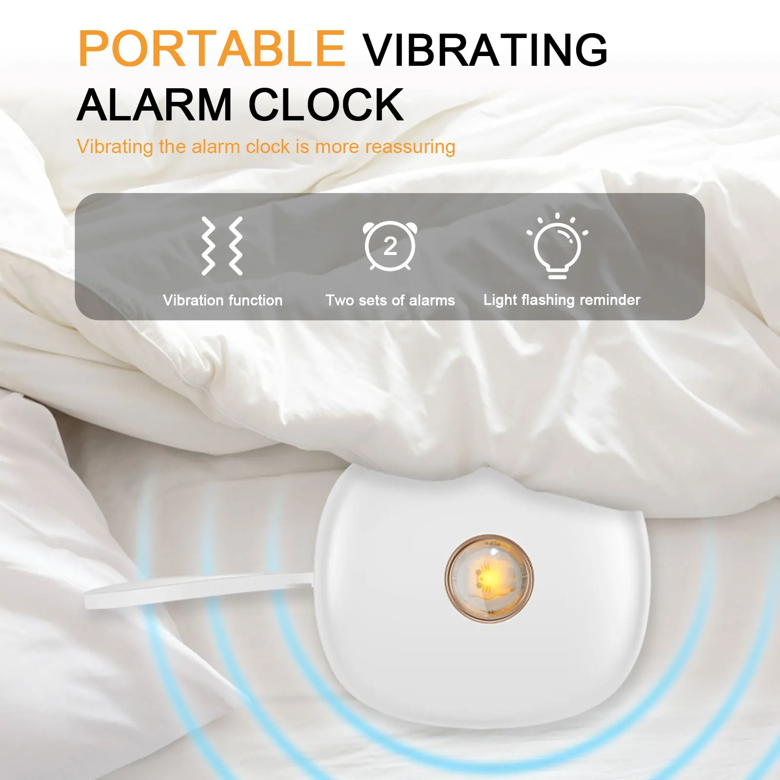 Compact Vibrating Alarm Clock with Dual Alerts and LED Display