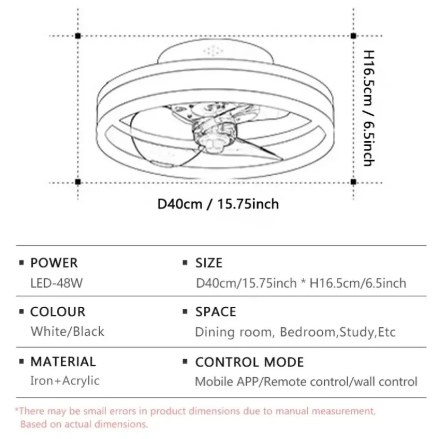 LED Ceiling Fan Light Simple Circular Intelligent Remote Control Dimming Light Living Room Bedroom Indoor Decoration Ceiling Fan