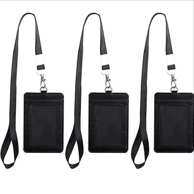Porta carte di credito in pelle PU moda Set Donna Uomo Studente Porta badge retrattile Porta carte d'identità Custodia per badge da infermiera Cordini 2