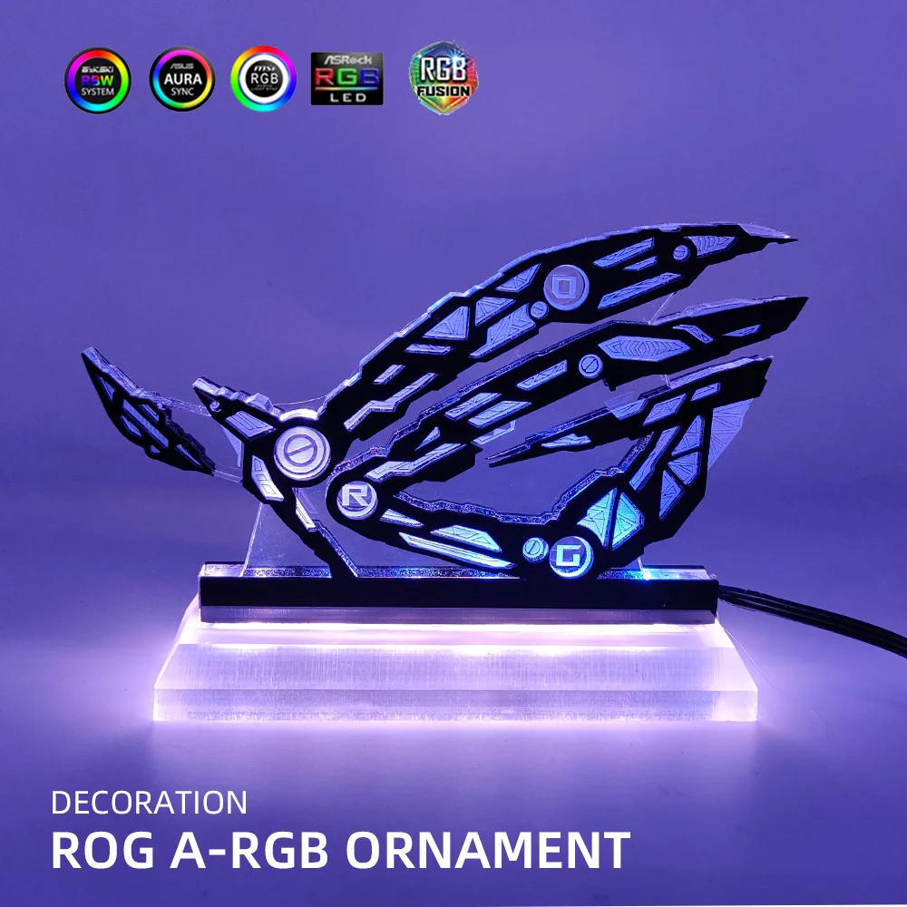 Base de Iluminação Acrílica Rog para Gabinete Gamer Iluminação Arco-íris República dos Gamers Figura Rog Ornamentos de Crença Led 5v 3pin Aura Sync - Imagem 6