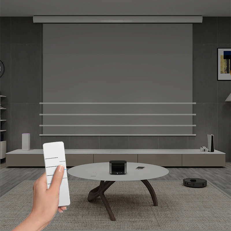 VisualMr Schermo di proiezione drop down motorizzato elettrico in fibra di vetro bianco 4K Cinema di proiezione da 120 pollici per cinema home theater - immagine 4