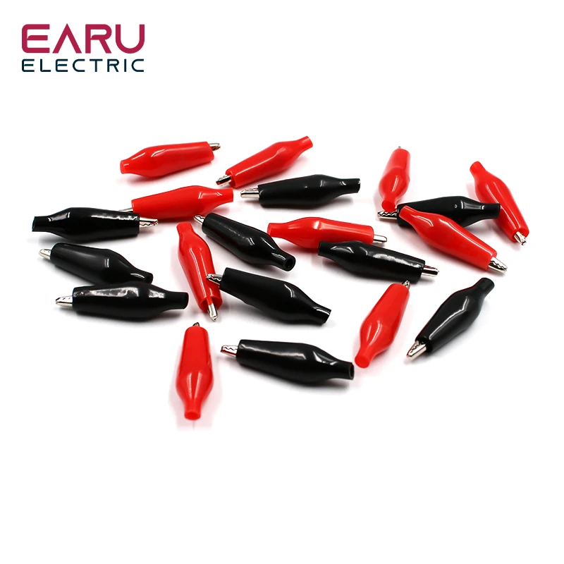 Metal Alligator Clip G98 Crocodile Electrical Clamp Testing Probe Meter Black Red with Plastic Boot Car Auto Battery 20pcs alligator clips