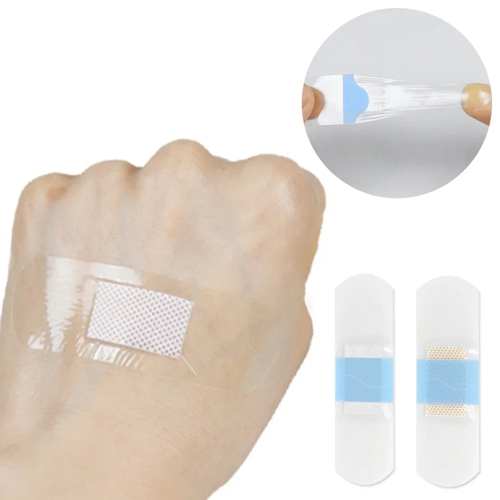Wound Bandage Medical Wound Dressing Medical Adhesive Tape Tattoo Adhesive Bandages 50pcs/120pcs Transparent Band Aid Waterproof Wound Strips Curved Patches Adhesive Bandages for Children Adults